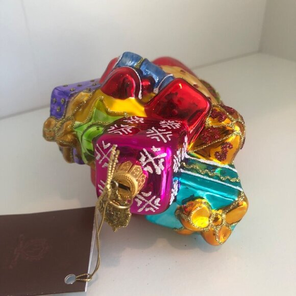 Huras Family Blown Glass Ornament Christmas Holiday Stocking Presents Poland - Picture 6 of 7